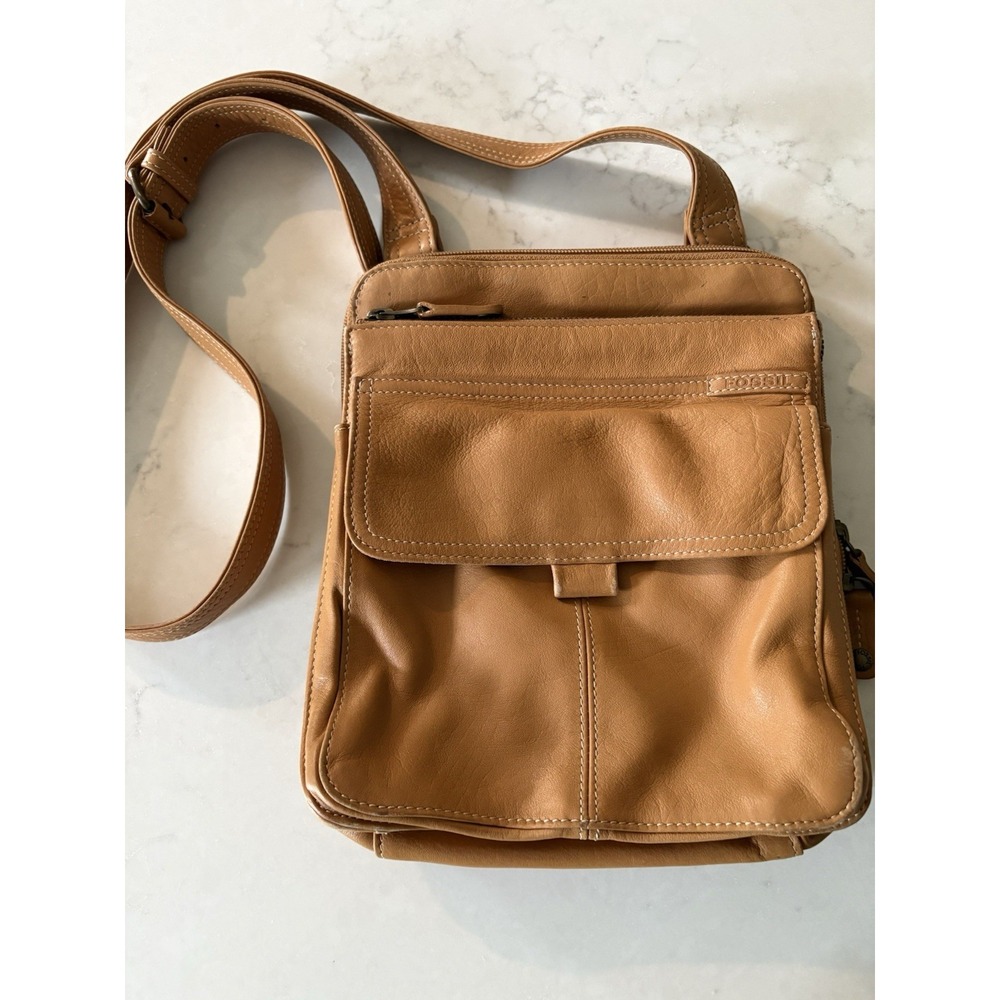 FOSSIL brown leather crossbody purse Messenger Bag Shoulder